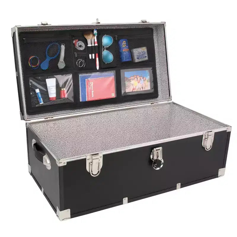Organizzatore coperchio baule: custodia per baule da campo nero e armadietto, utilità universale, nessun assemblaggio, capacità 11,3 kg