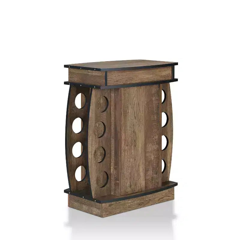 Mini Bar con Scaffale per 8 Bottiglie di Vino in Rovere di Recupero: Ripiano Regolabile, Mobile Contenitore in MDF