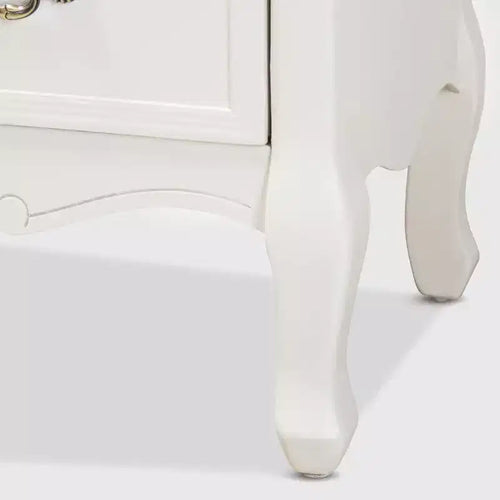 Cassettiera a 4 cassetti Bianco/Rovere - : Stile provenzale, Maniglie in ottone, Completamente assemblata