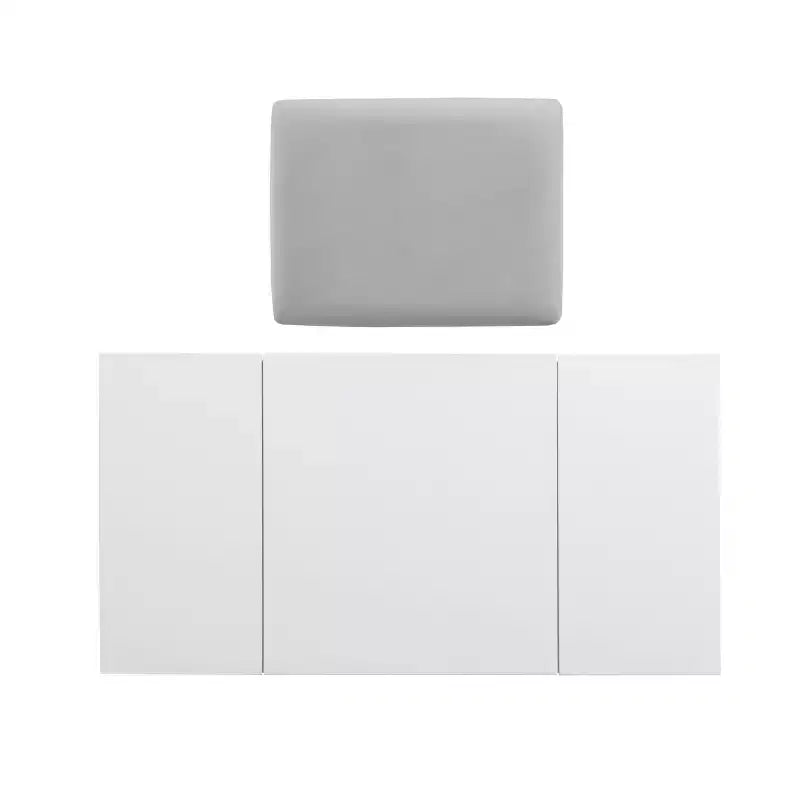 Tavolo da Trucco Tradizionale con Specchio, Top Sollevabile, 2 Cassetti e Sgabello Imbottito Bianco in Legno