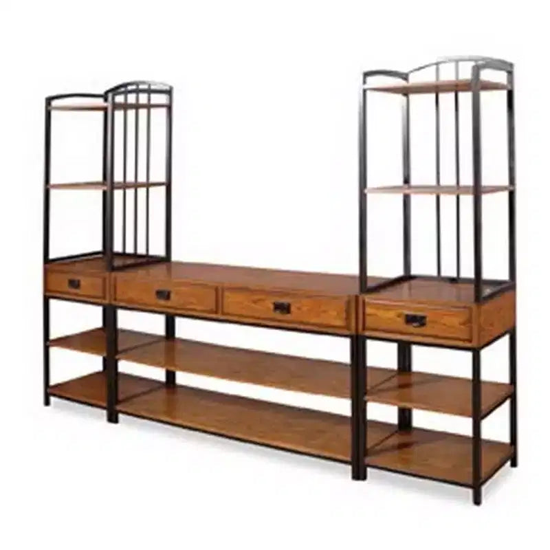 Modern Craftsman Entertainment Center Oak - Home Styles: With Hutch & Bookshelves, Fits 60" TV