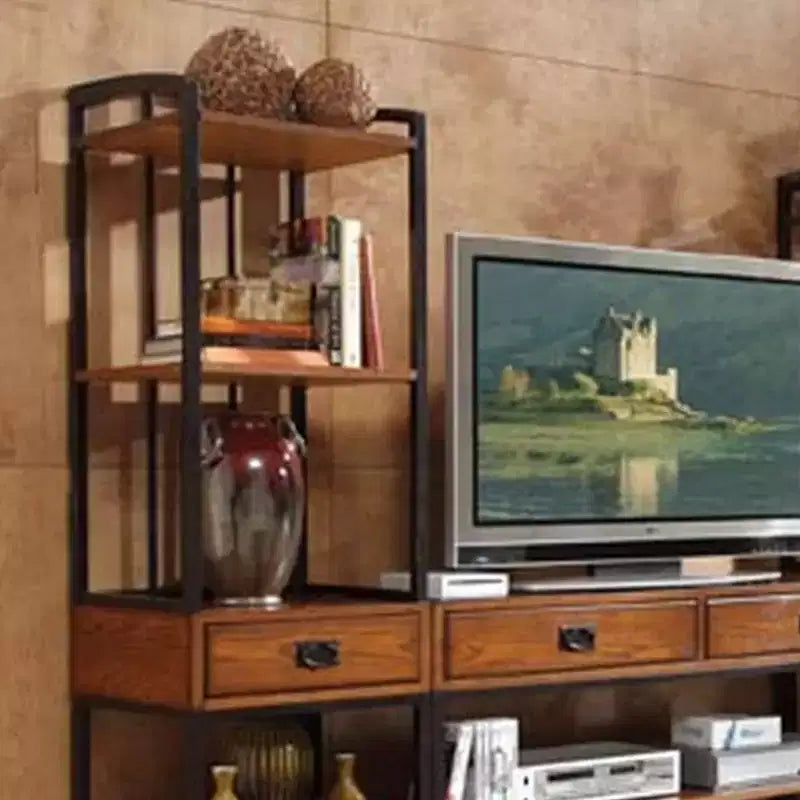 Mobile TV Modern Craftsman Quercia - : Con credenza superiore e librerie, per TV da 60"