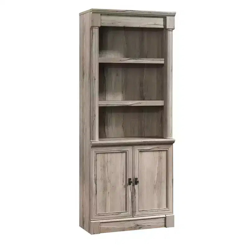 72" Palladia Library with Doors Split Oak - Sauder: Adjustable Storage, Enclosed Back Panel