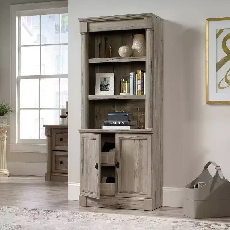 Libreria Palladia da 183 cm con ante Quercia Spaccata - : Ripiani regolabili, Pannello posteriore chiuso