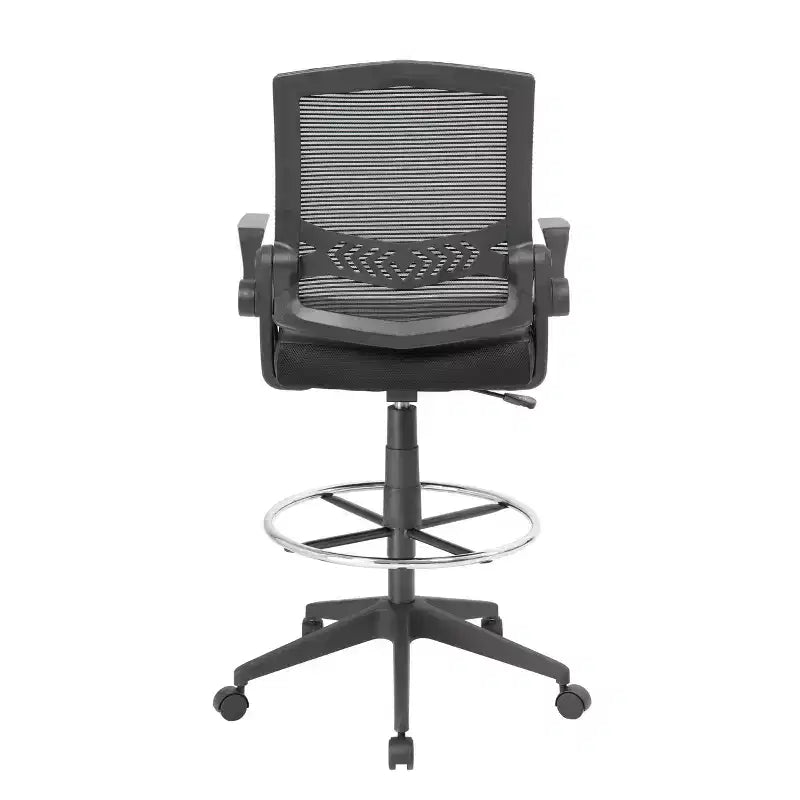 Sgabello da disegno con braccioli ribaltabili in rete nera - Boss Office Products