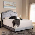 Letto imbottito in tessuto di velluto Queen Embla grigio - : design moderno capitonné, finitura lucida, imbottitura in schiuma, telaio in MDF
