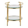 Tavolino Oro/Vetro Trasparente - : Art Déco, Design a Più Livelli, Forma Ovale, Altezza 56 cm