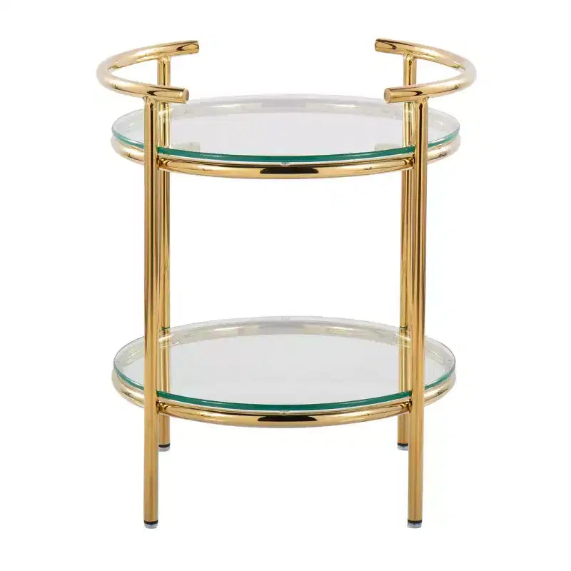 Tavolino Oro/Vetro Trasparente - : Art Déco, Design a Più Livelli, Forma Ovale, Altezza 56 cm
