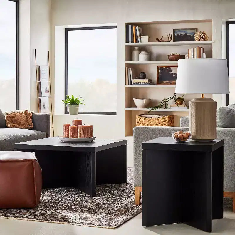 Tavolino quadrato in legno nero - ™ con: gambe moderne con design a X