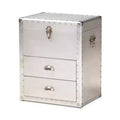 Serge Metal 2 Drawer Accent Storage Chest Silver - Baxton Studio: Vintage Industrial Design, Fully Assembled