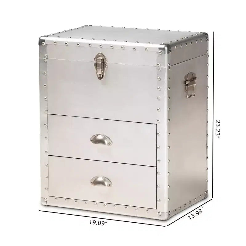 Cassettiera Accent a 2 Cassetti Argento - : Design Industriale Vintage, Completamente Assemblata