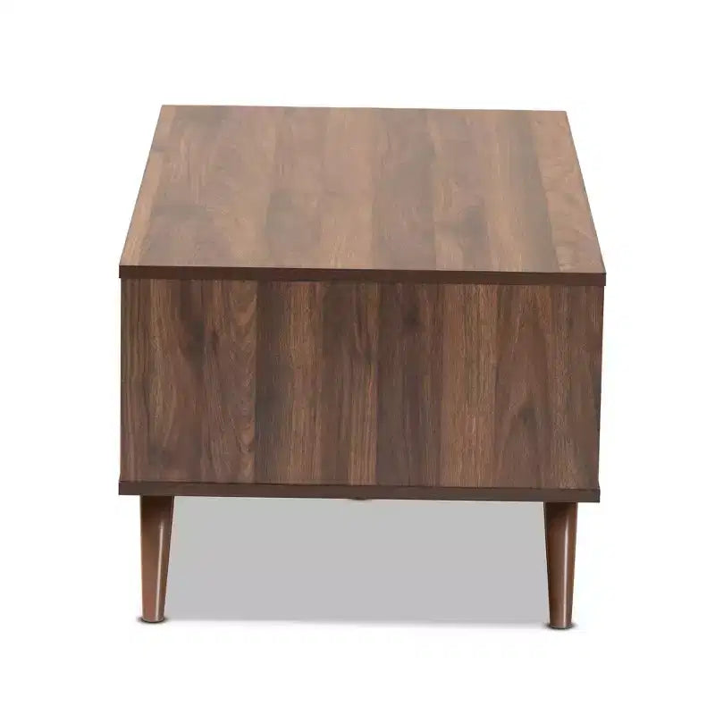 1 Tavolino da caffè Naoki in legno bicolore con 1 cassetto, grigio/noce - : Tavolino moderno rettangolare in truciolato con ripiano