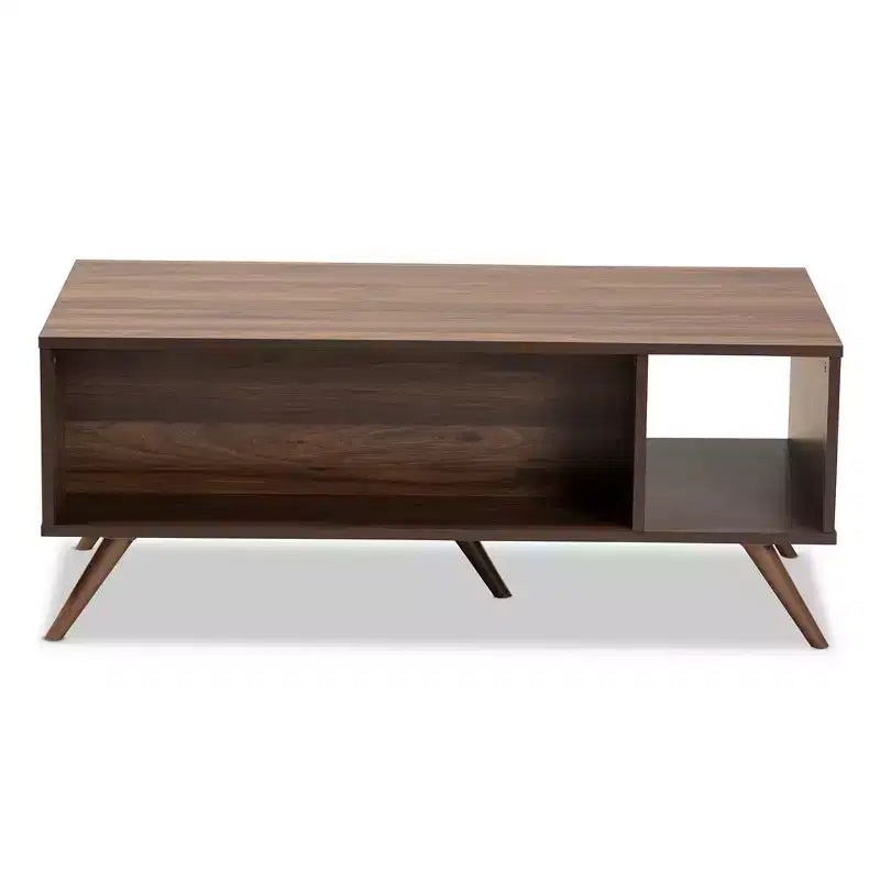 1 Tavolino da caffè Naoki in legno bicolore con 1 cassetto, grigio/noce - : Tavolino moderno rettangolare in truciolato con ripiano