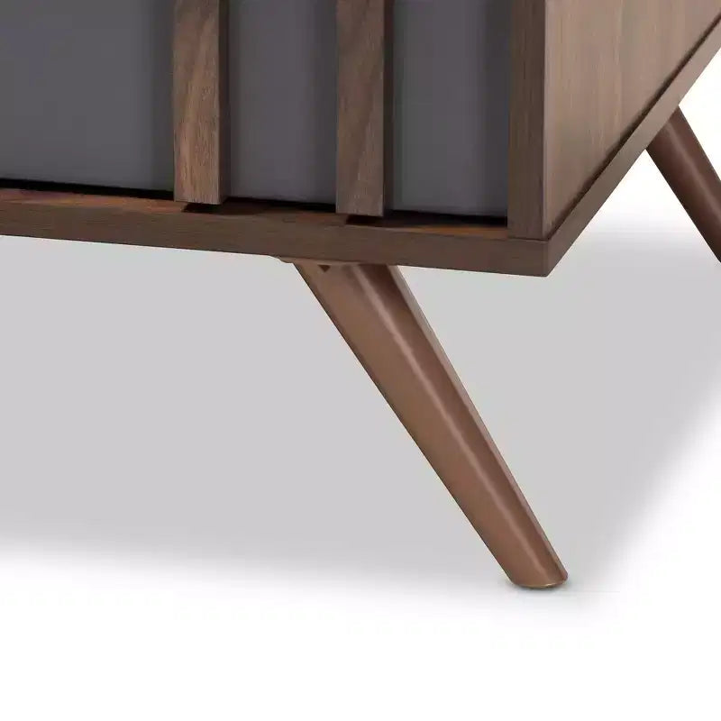 1 Tavolino da caffè Naoki in legno bicolore con 1 cassetto, grigio/noce - : Tavolino moderno rettangolare in truciolato con ripiano