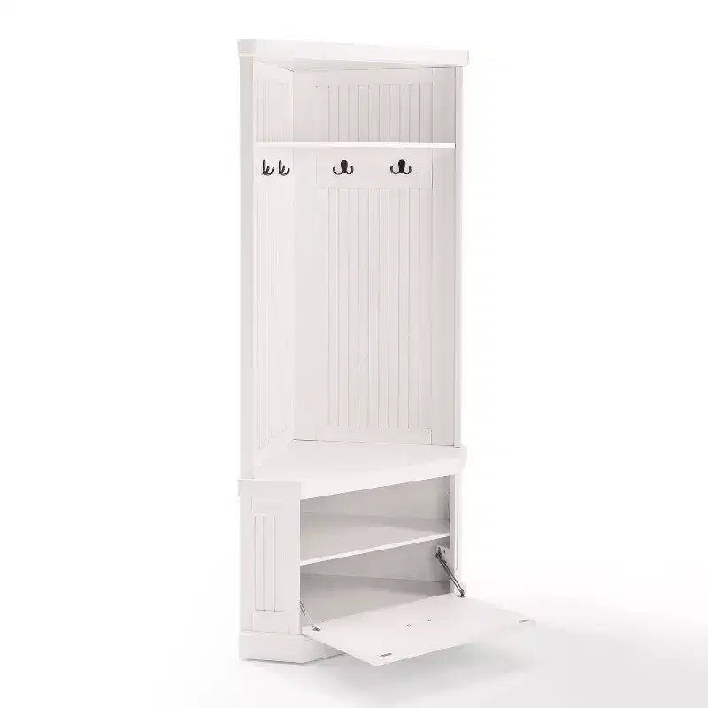 Appendiabiti da Ingresso Seaside Corner Bianco Invecchiato - : Organizer da Ingresso con Scarpiera, 4 Ganci
