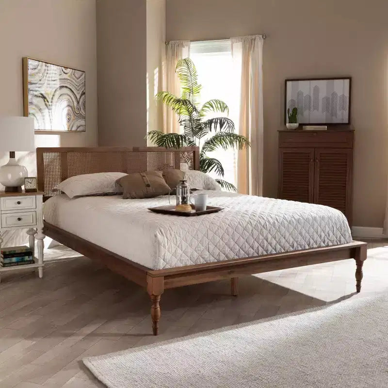 Letto a piattaforma in legno Frassino Noce