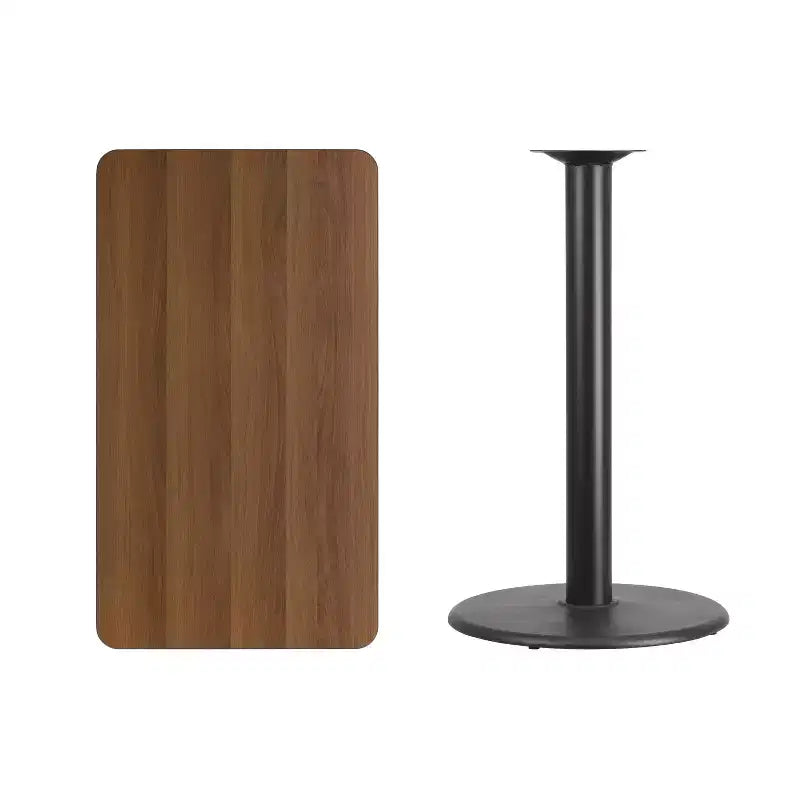 Piano tavolo laminato rettangolare 24'' x 42'' con base tavolo rotonda altezza bar 24''.