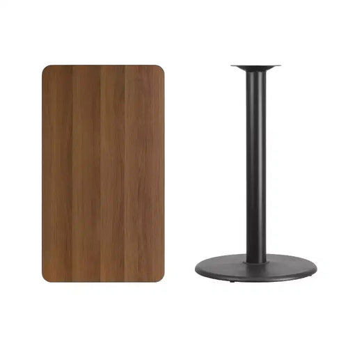 Piano tavolo laminato rettangolare 24'' x 42'' con base tavolo rotonda altezza bar 24''.