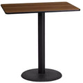 Piano tavolo laminato rettangolare 24'' x 42'' con base tavolo rotonda altezza bar 24''.