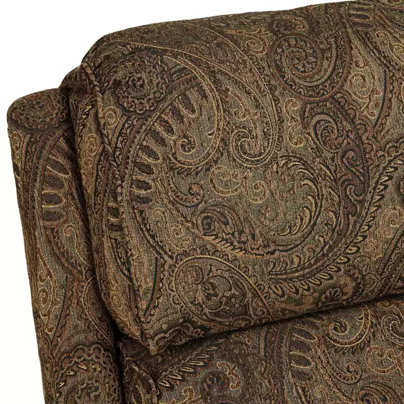 Poltrona reclinabile in tessuto con fantasia Paisley marrone caldo, comoda, reclinazione manuale a spinta, poggiapiedi per camera da letto, soggiorno, lettura