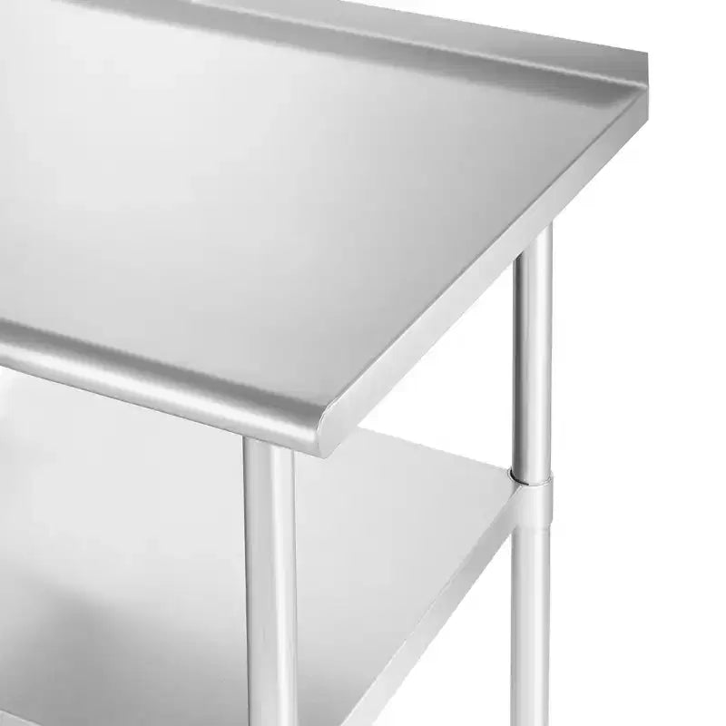 Tavoli in acciaio inossidabile con alzatina e ripiano inferiore, tavoli da lavoro e preparazione NSF per cucine commerciali, ristoranti e casa