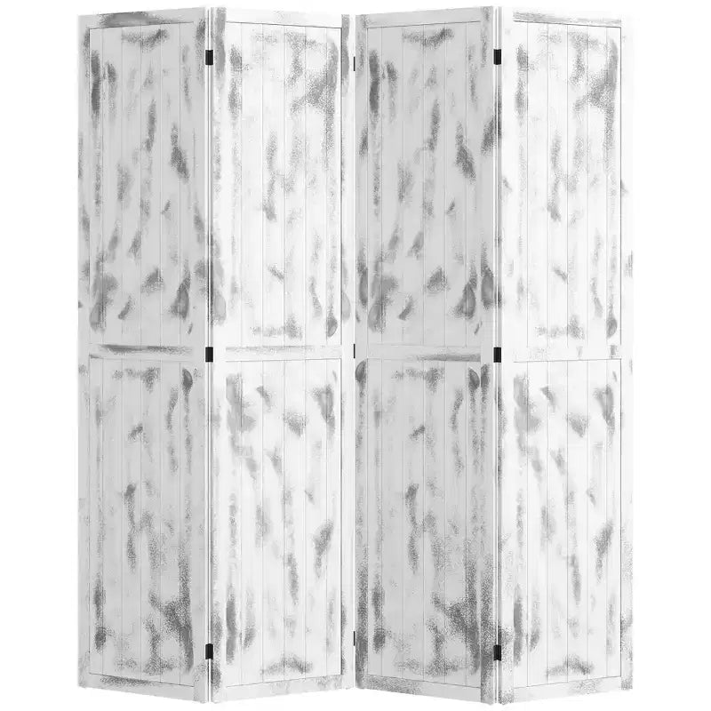 HOMCOM 5.5' Tall 4-Panel Room Divider and Folding Privacy Screen, Privacy Divider, Partition Wall for Indoor Bedroom Office Living Room, White