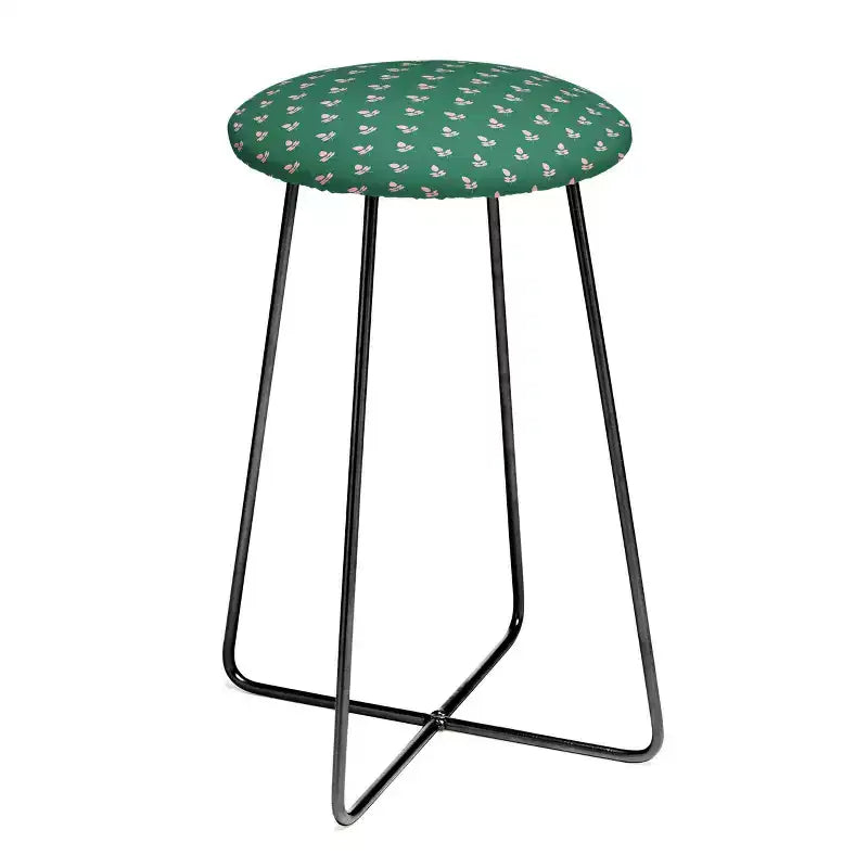 Maritza Lisa Retro Pink Leaf Counter Height Barstool - Deny Designs