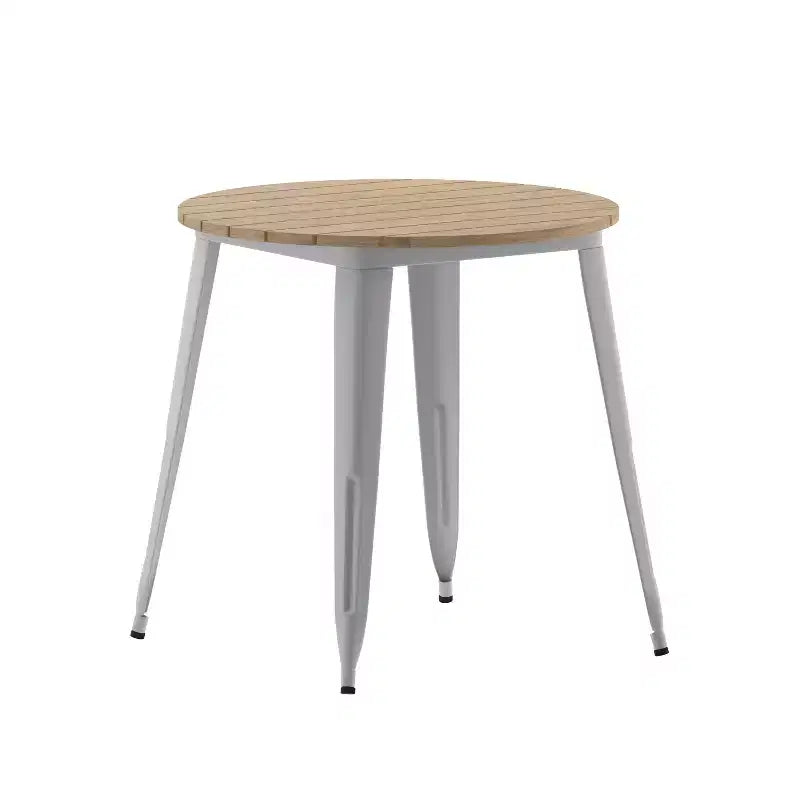 Flash Furniture Declan Commercial Grade Indoor/Outdoor Dining Table, 30 Round All Weather Poly Resin Top with Steel Base