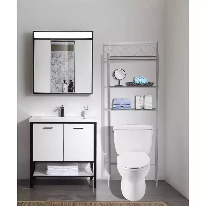 Organizzatore salvaspazio da bagno in metallo da posizionare sopra il WC
